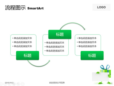 綠色環保大禮包祝福賀卡ppt模板